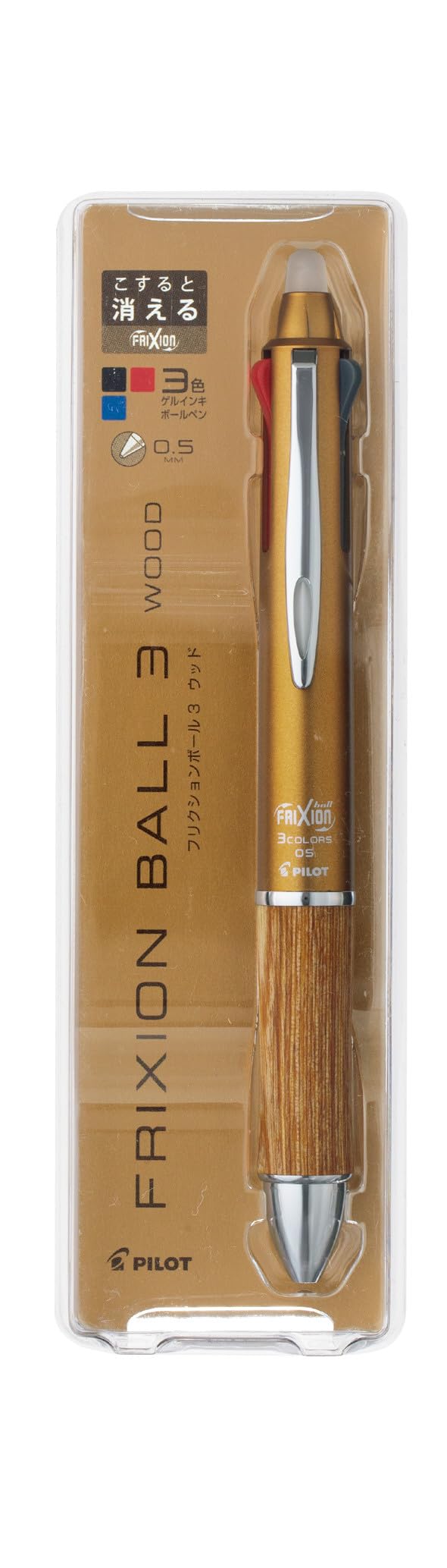 PILOT LKFB-2SEF-BN Pilot Erasable 3 Color Ballpoint Pen Frixion Ball 3 Wood 0.5 Brown