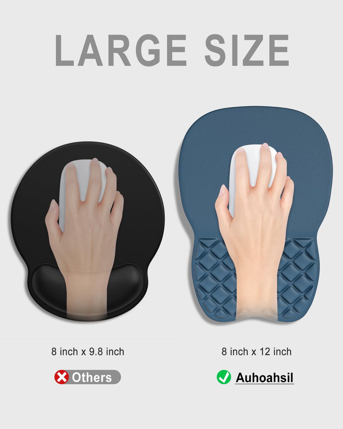 Auhoahsil Ergonomic Mouse Pad with Wrist Rest, Comfortable Slope Computer Mouse Mat with Wrist
