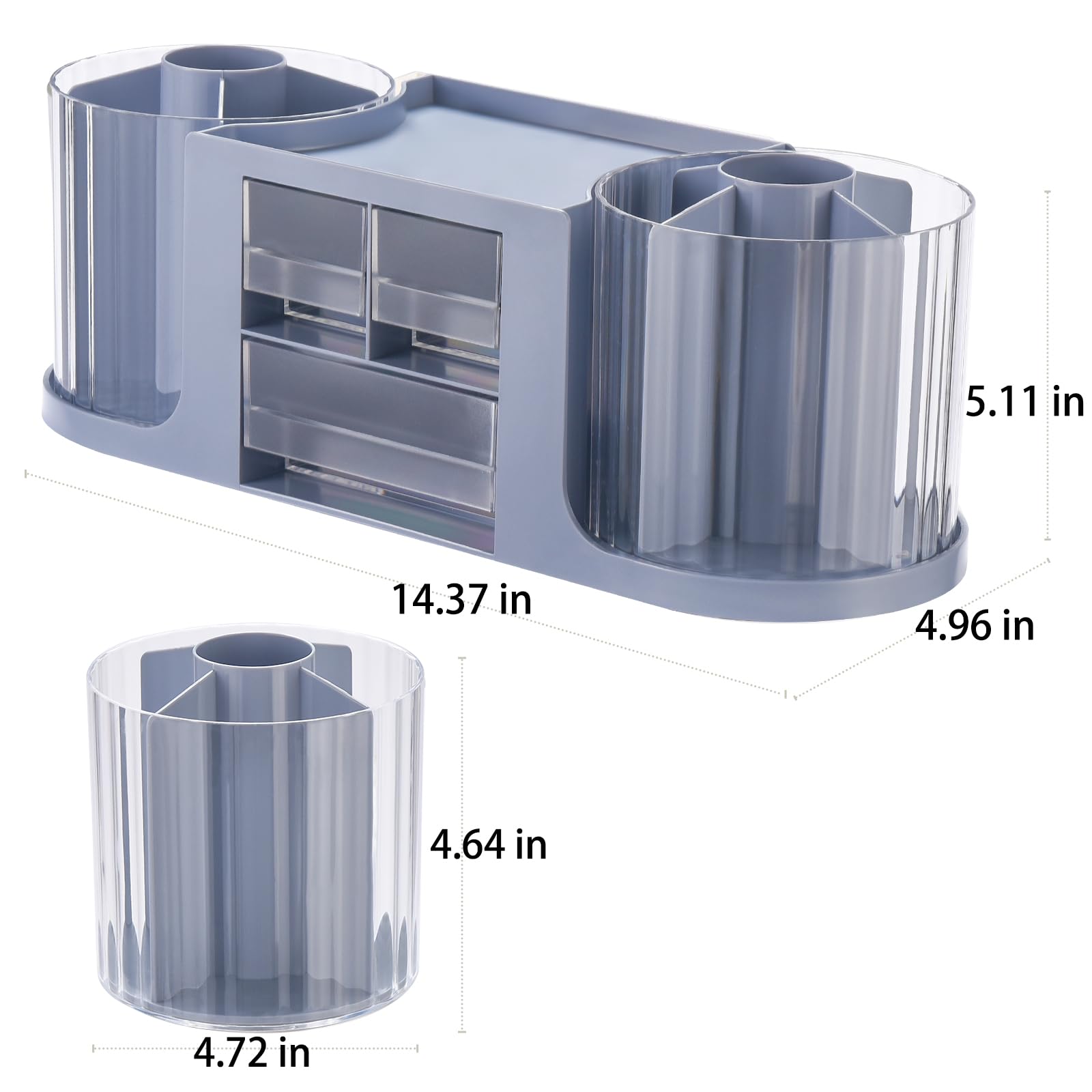 KLIONGO Rotating Desk Organizer with 2 Pen Holder, Desk Organizers and Accessories with 10 Slots