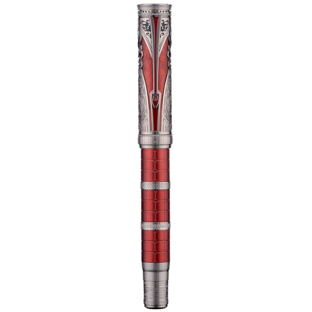 Hongdian D5X Fountain Pen Fine Nib Red Color, Qin Dynasty Retro Chinese Totem Engraving Smooth