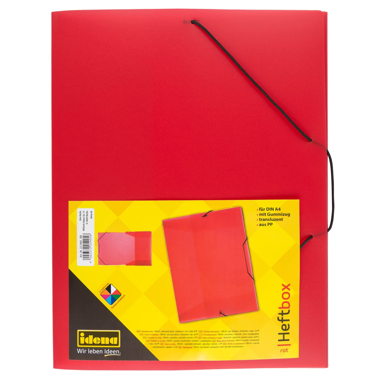 idena® DIN Box File with Elastic Strap a4 red