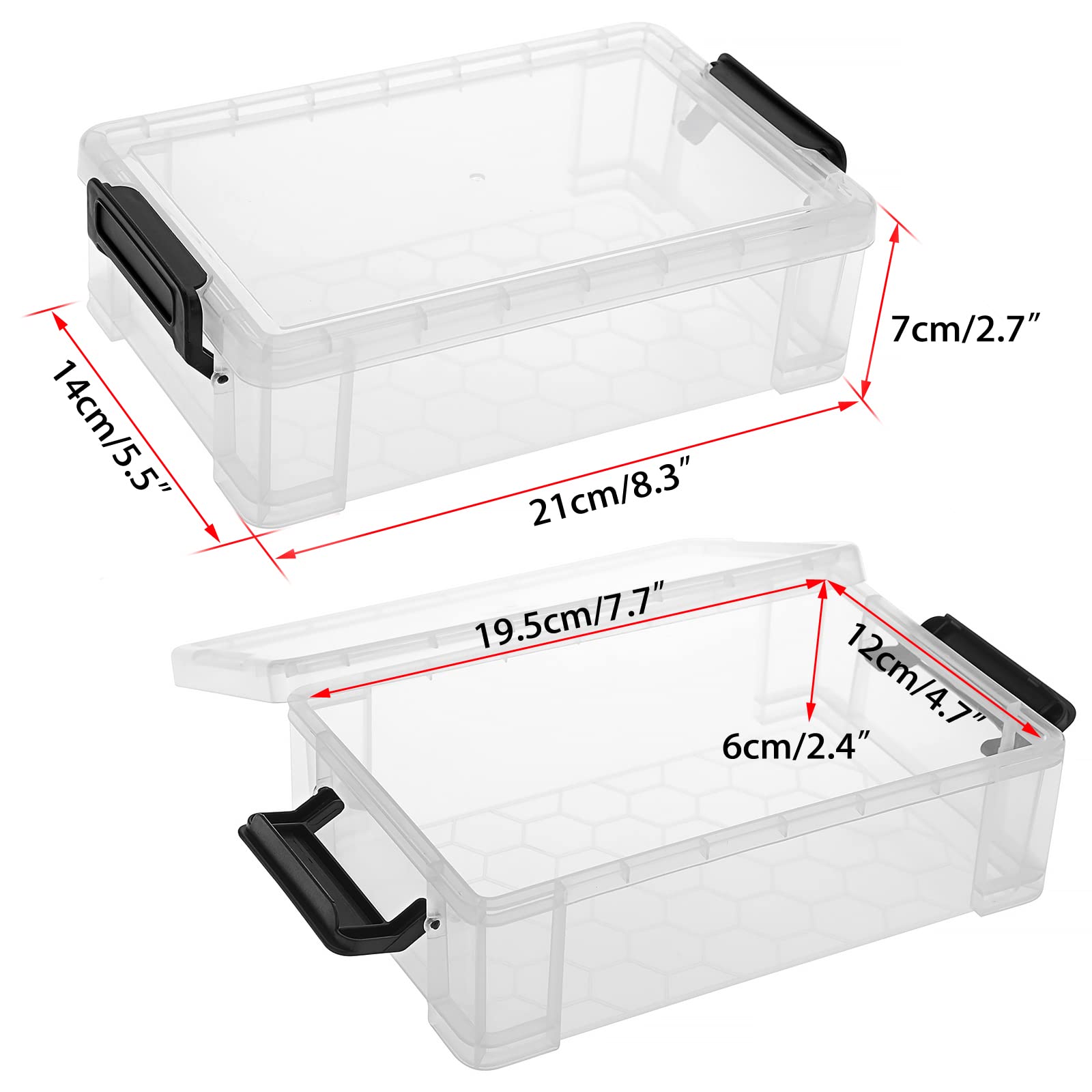 BTSKY 4 Pack Extra Large Plastic Pencil Box Stackable, Translucent, Black
