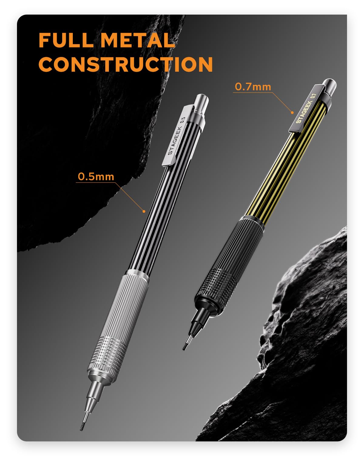 STAGEEK Metal Mechanical Pencil Set, 0.5 & 0.7mm Drafting Pencil Gift Set