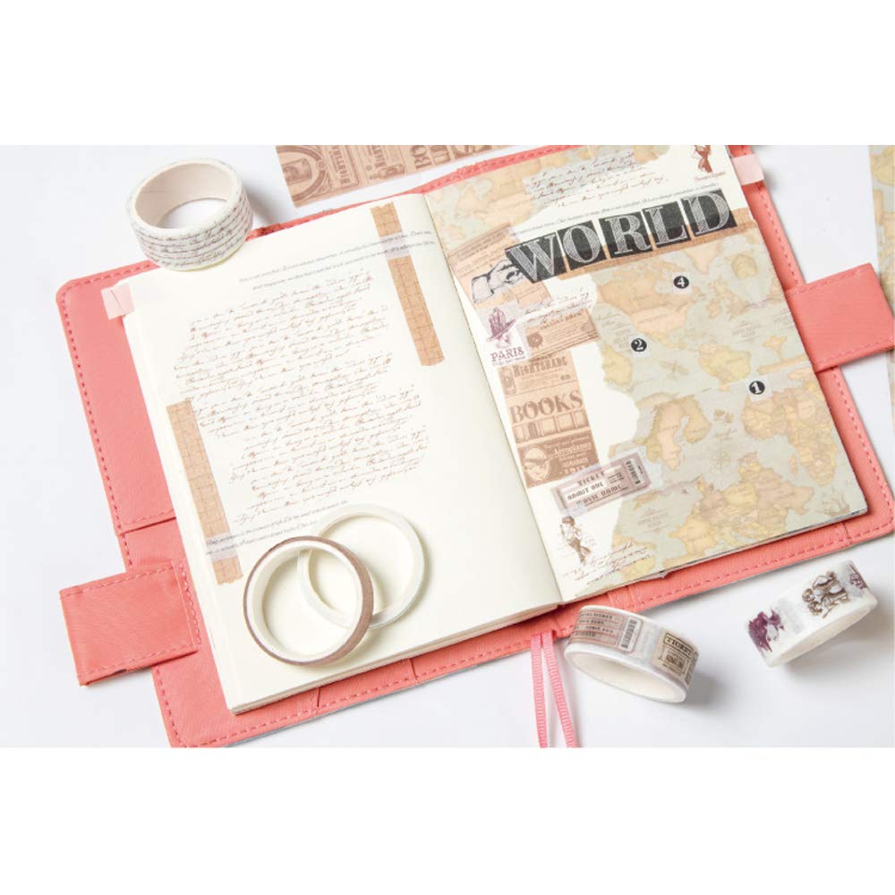 EnYan 7 Rolls Washi Masking Tapes Set, Japanese Decorative Writable Vintage Tape for DIY Crafts
