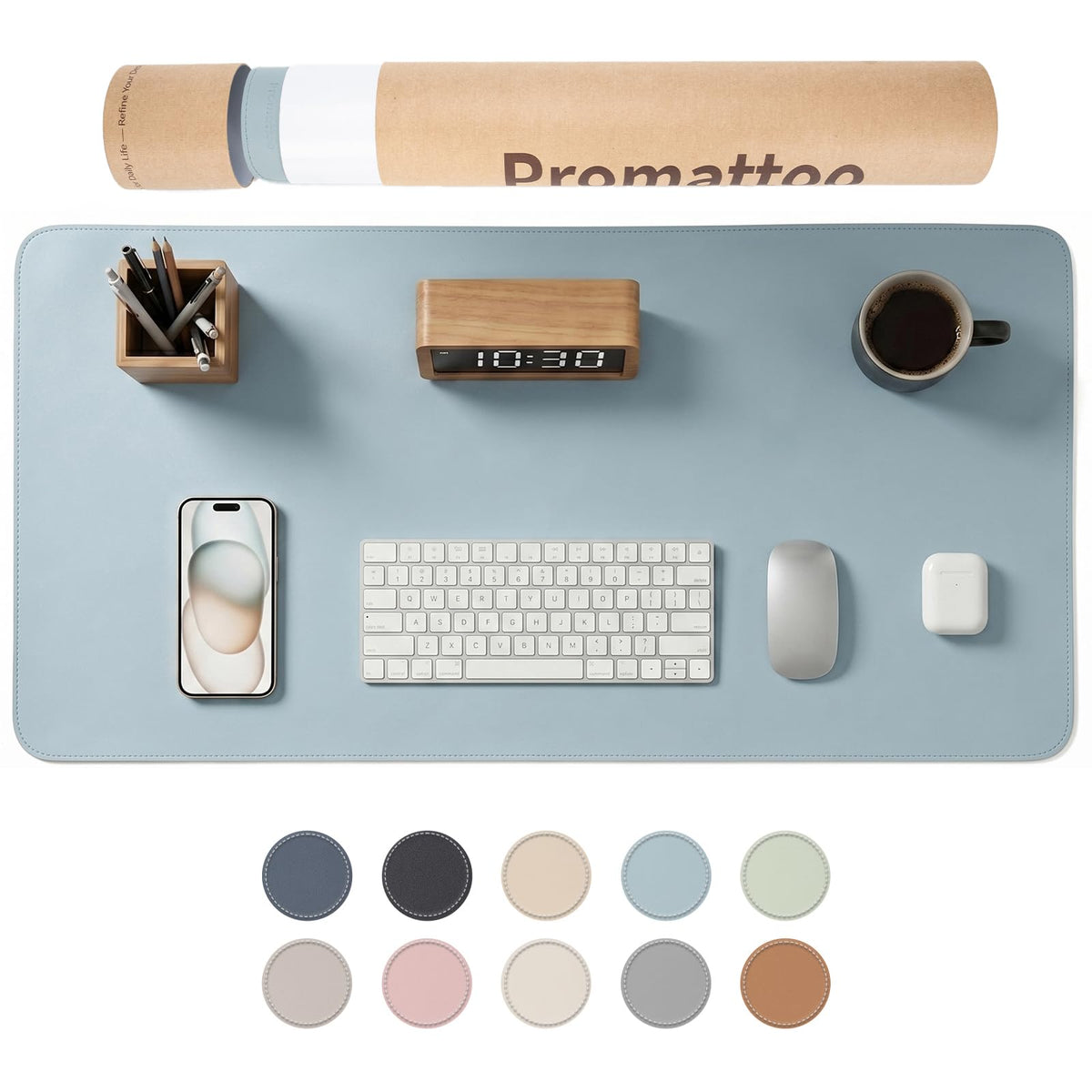PROMATTOO Large Desk Pad Non-Slip Desk Mat Protector for Keyboard Mouse Waterproof Vegan Leather