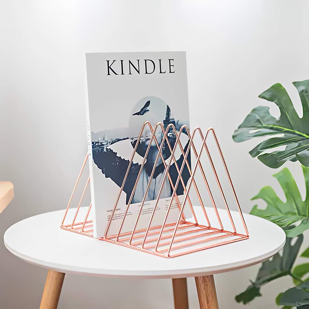 Files Folder Stand Desktop File Organizer, Triangle Wire Magazine Holder Book Shelf, 9 Slot File