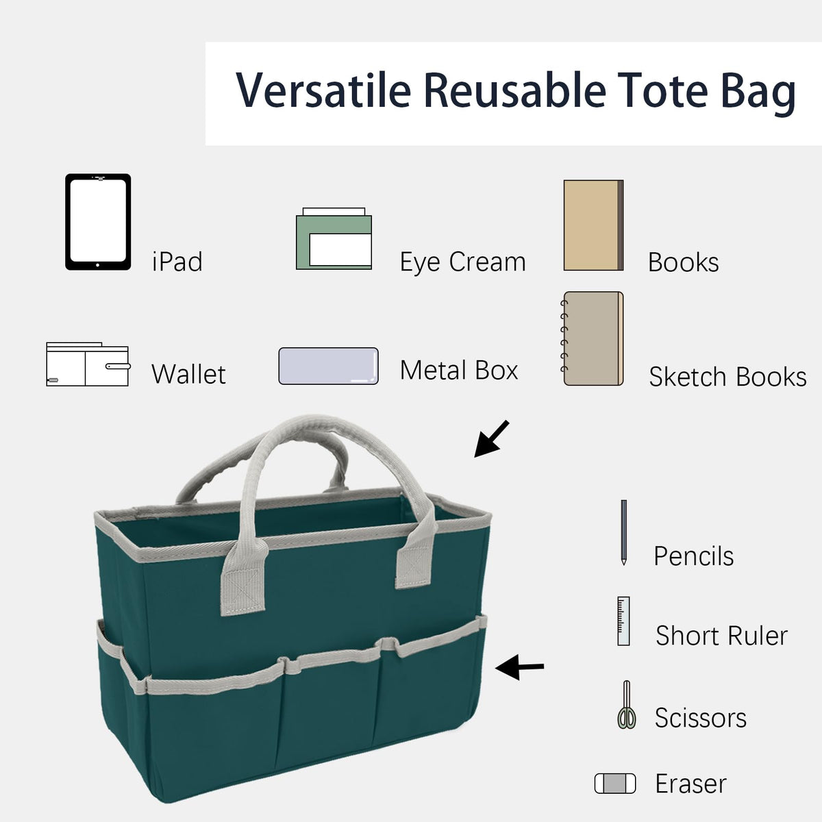 Cupohus Art Organizer Craft Storage Tote Bag with Pockets and Hadles, Oxford Fabric Carrying Caddy