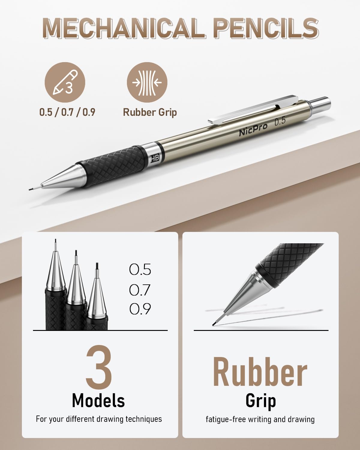 Nicpro 30PCS Art Mechanical Pencil Set in Leather Case