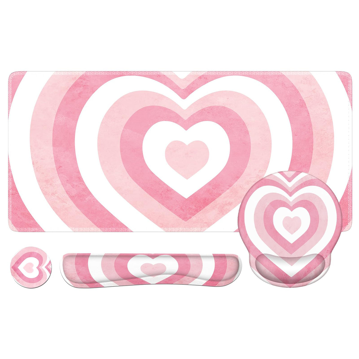 iLeadon Pink Desk Mat Set, 4in1 Mouse Pad Set with Wrist Rest