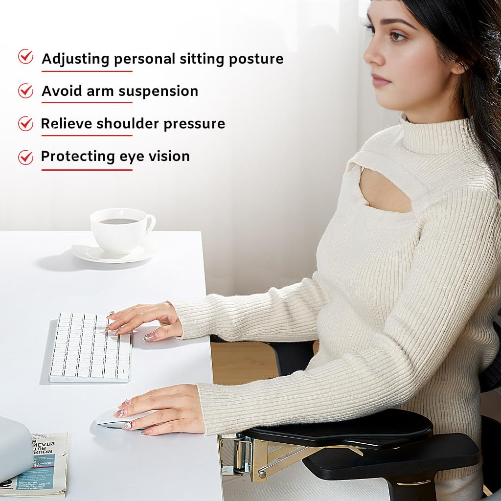 Hovadova Computer Arm Rest for Desk, 180° Swivel and 90° Foldable, Black