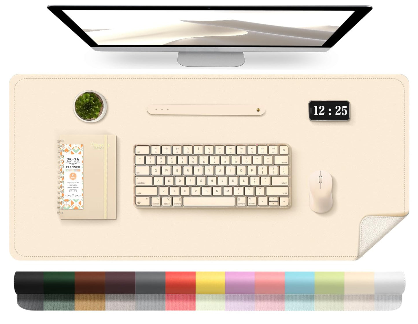 Leather Desk Pad Protector, 39.4'' X 17'' Large Mouse Pad, Office Desk Mat, Non-Slip PU Leather &