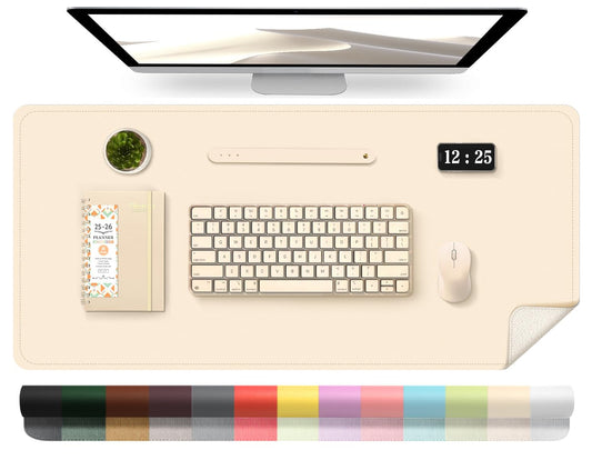 Leather Desk Pad Protector, 39.4'' X 17'' Large Mouse Pad, Office Desk Mat, Non-Slip PU Leather &