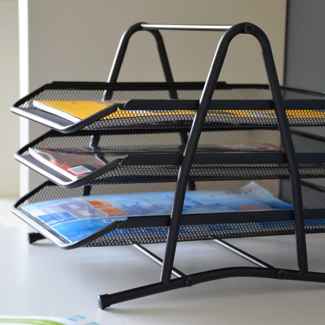D.RECT Drawers for Documents 3 Pieces Metal Mesh Black, One Size, 007610