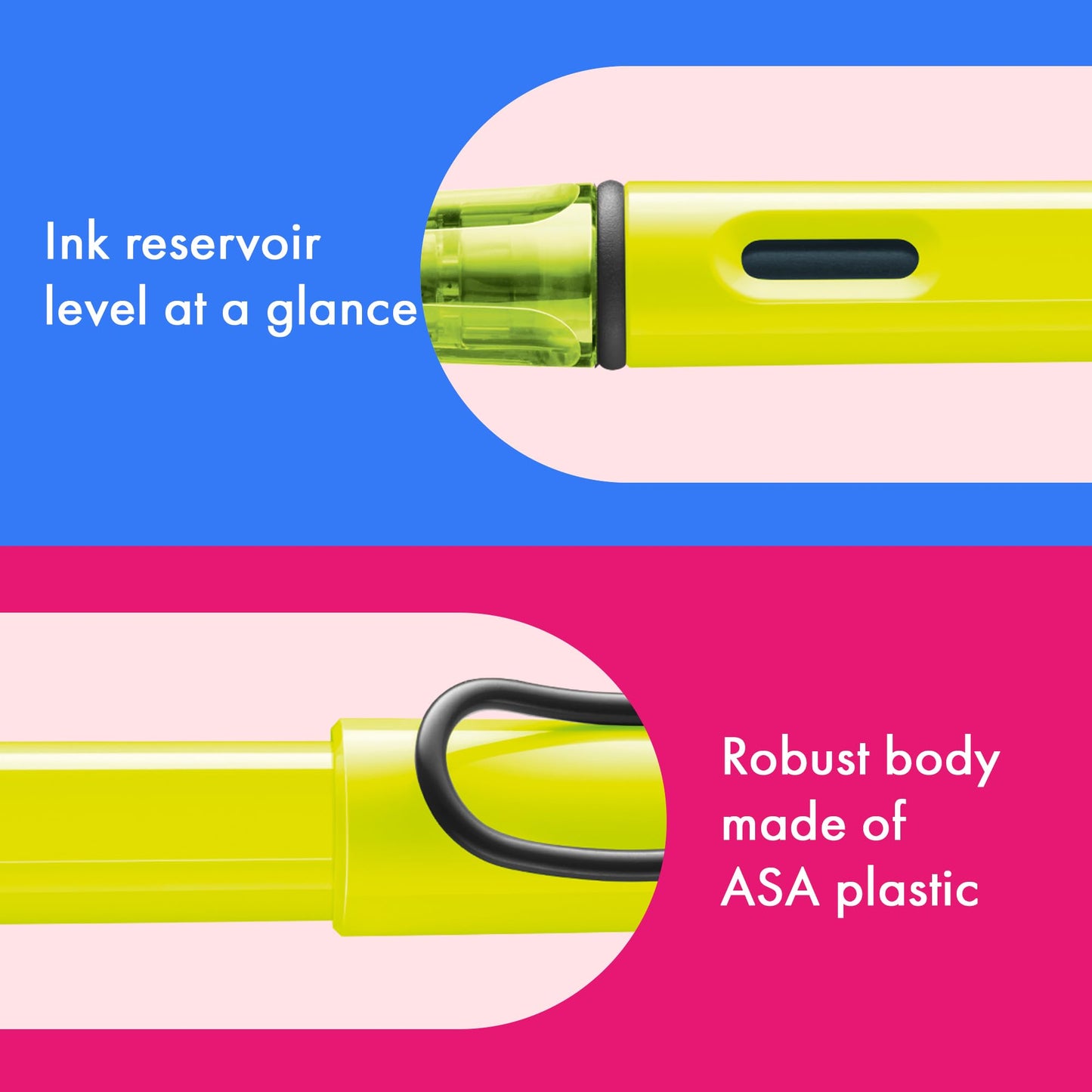 LAMY safari neonyellow - Fountain Pen with ergonomic grip & polished steel nib in size M - ideal