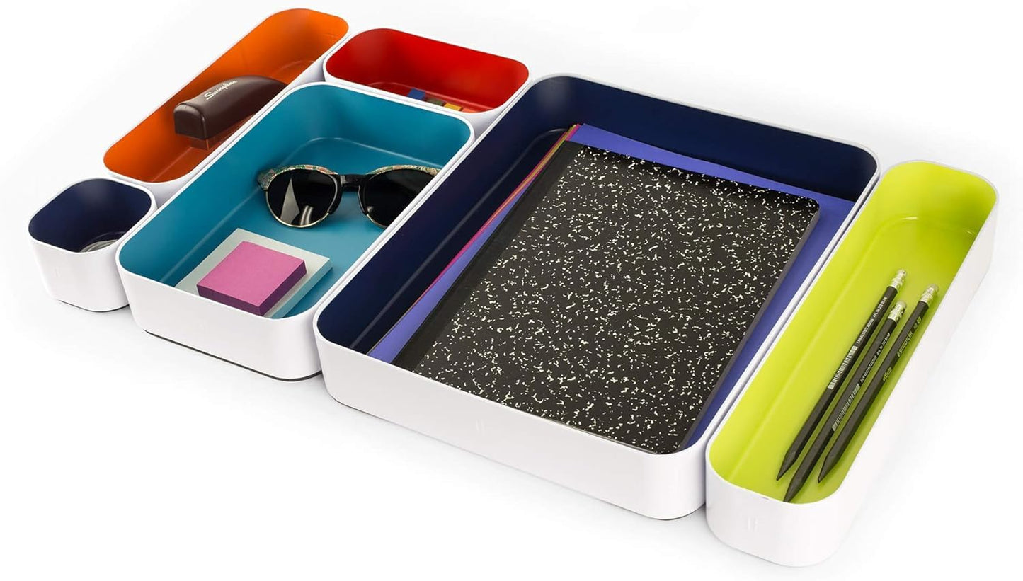 Three by Three Seattle Metal Drawer Organizer Tray Set, 6-Pc, 2" (Classic)