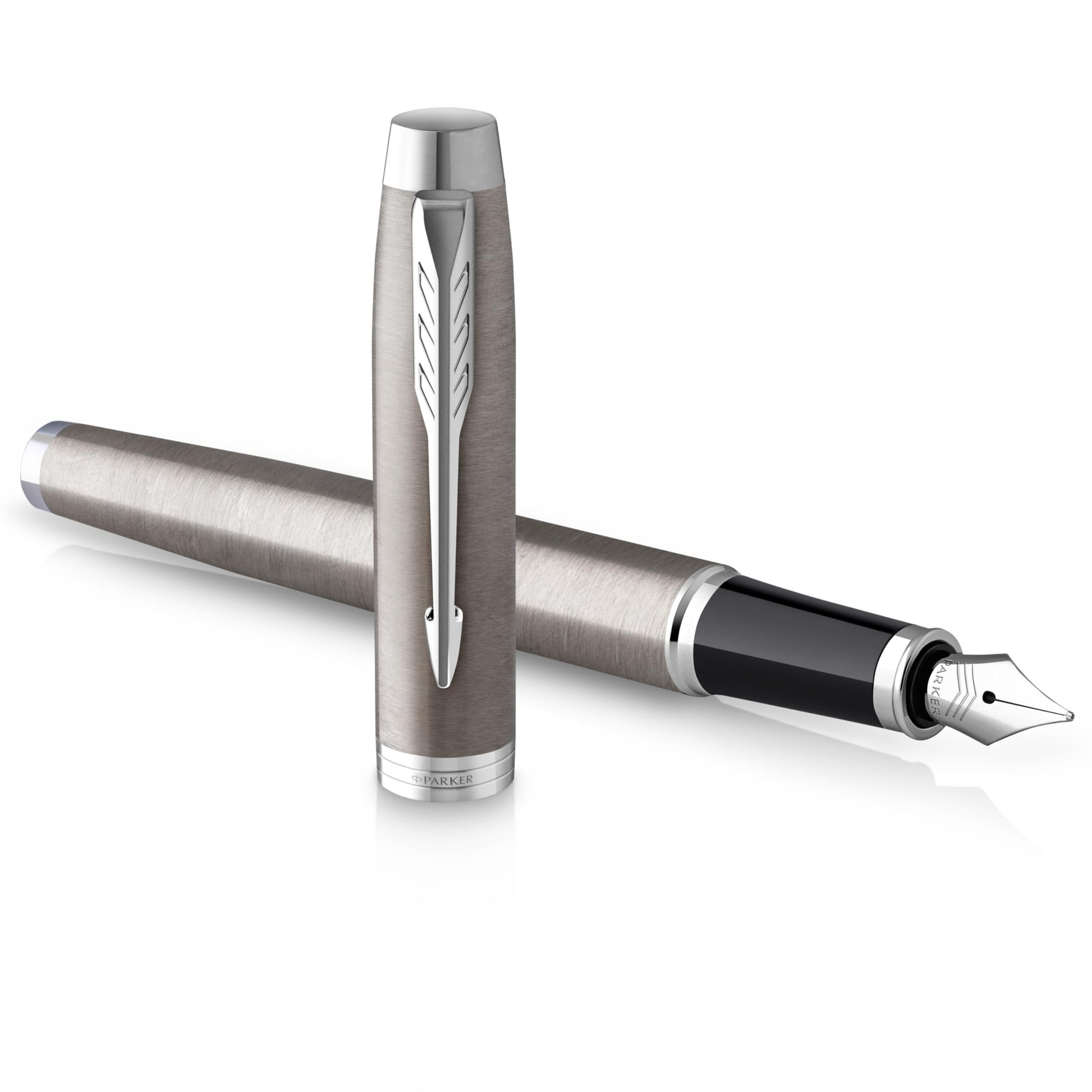 Parker IM Duo Gift Set with Ballpoint Pen & Fountain Pen | Stainless Steel Chrome Trim | Blue Ink