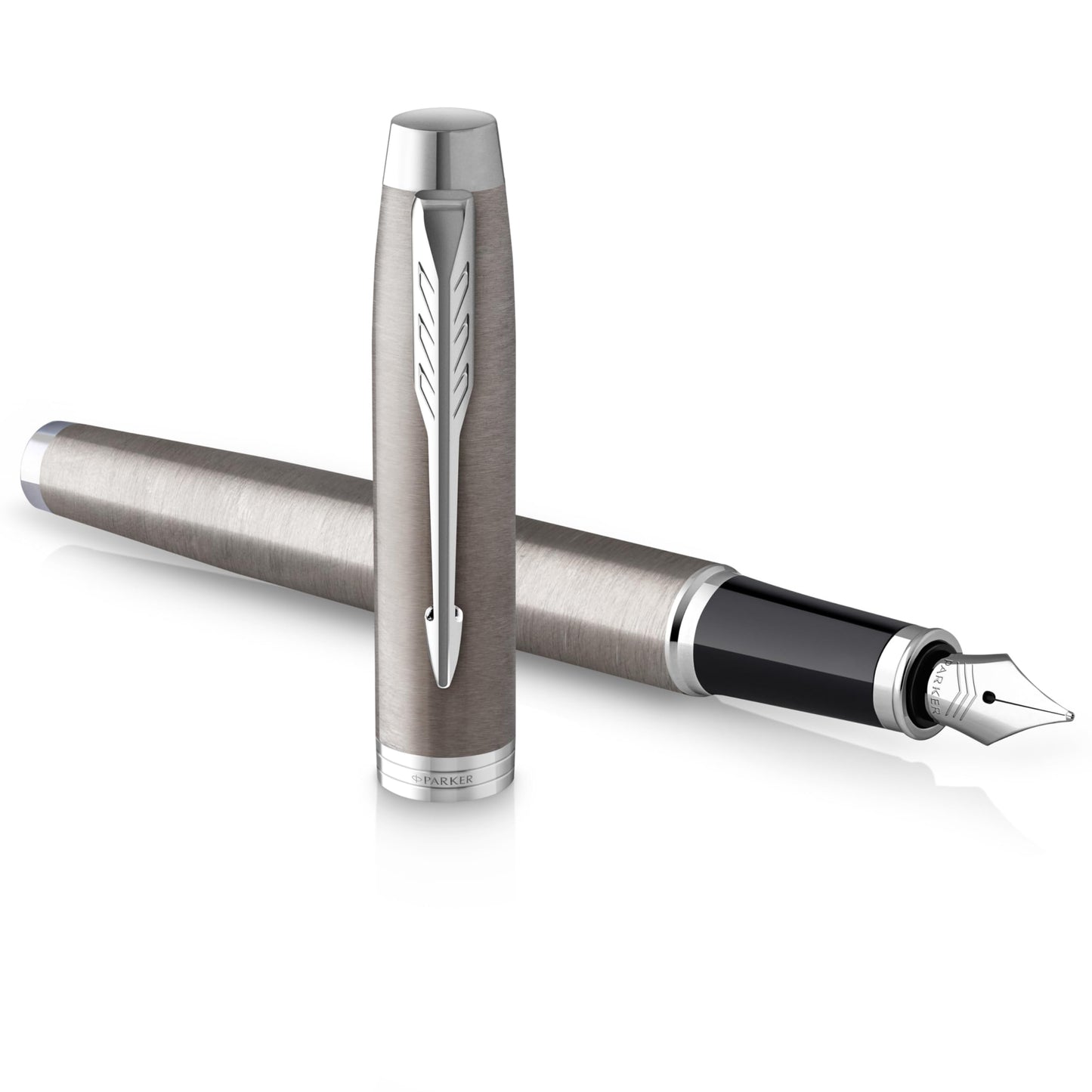 PARKER IM Fountain Pen | Stainless Steel with Chrome Trim | Fine Point with Blue Ink Cartridge |