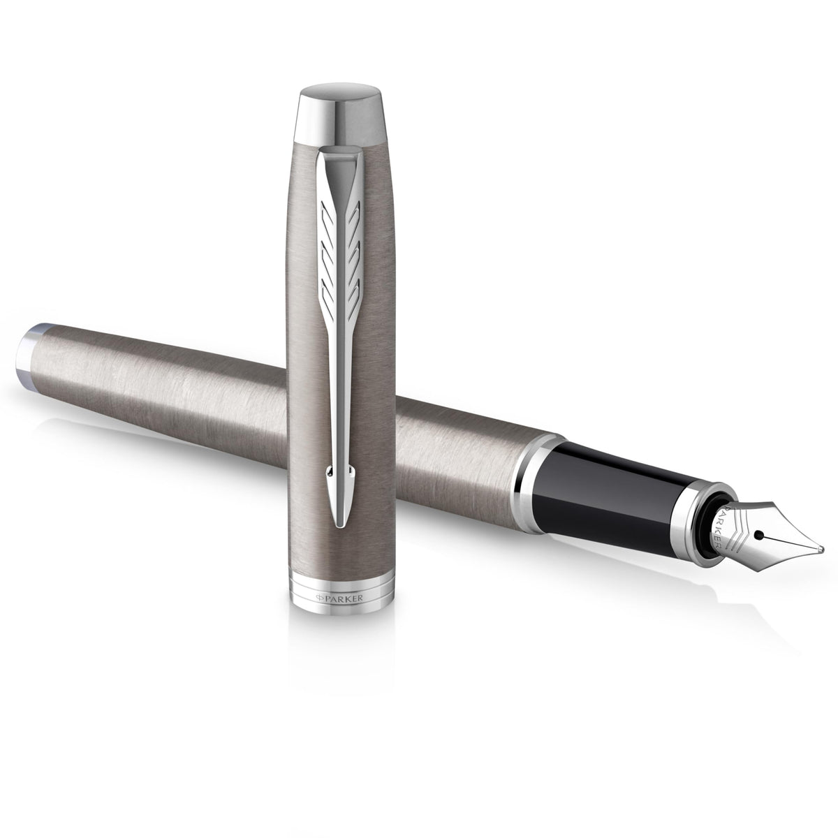 PARKER IM Fountain Pen | Stainless Steel with Chrome Trim | Medium Point with Blue Ink Cartridge |
