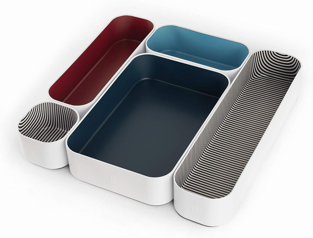 Three by Three Seattle Metal Drawer Organizer Tray Set, 5-Pc (Blue Berry)