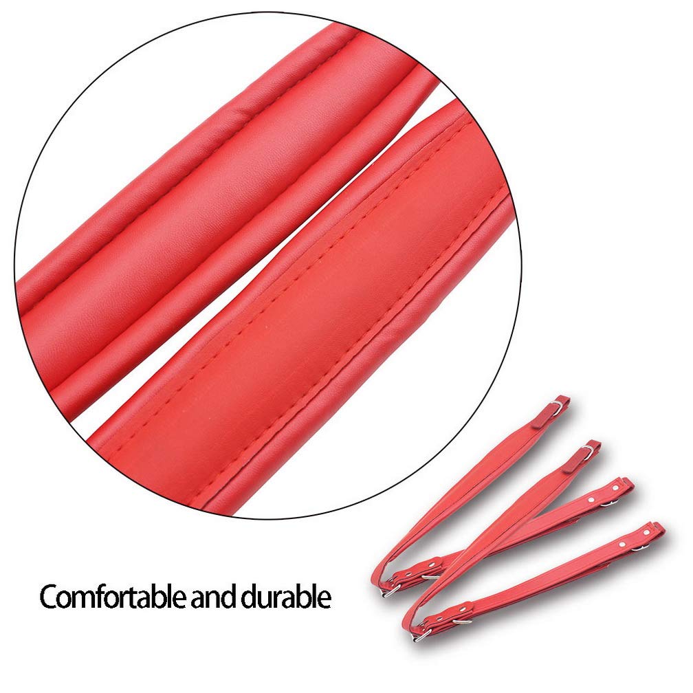 BIBISTORE Soft Leather Adjustable Accordion Shoulder Harness Straps Instrument Accessories (Red)