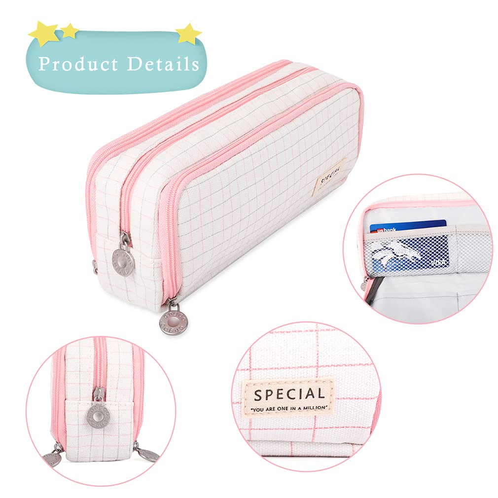 iSuperb Large Pencil Case Big Capacity Pencil Pouch 3 Compartments Pen Bag Canvas Marker Pen Bag