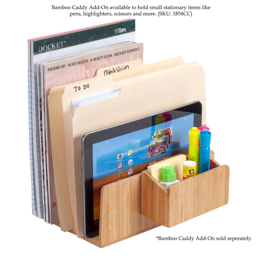 MobileVision Bamboo Desktop File Folder Organizer and Paper Tray, 5 Slots