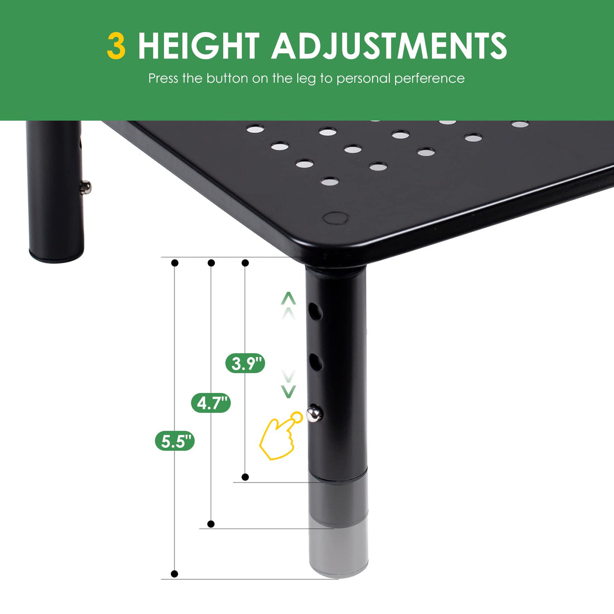 DOLALIKE 2 Pack Desktop Riser, 3 Height Adjustable Monitor stands for 2 Monitors, PC, Computer