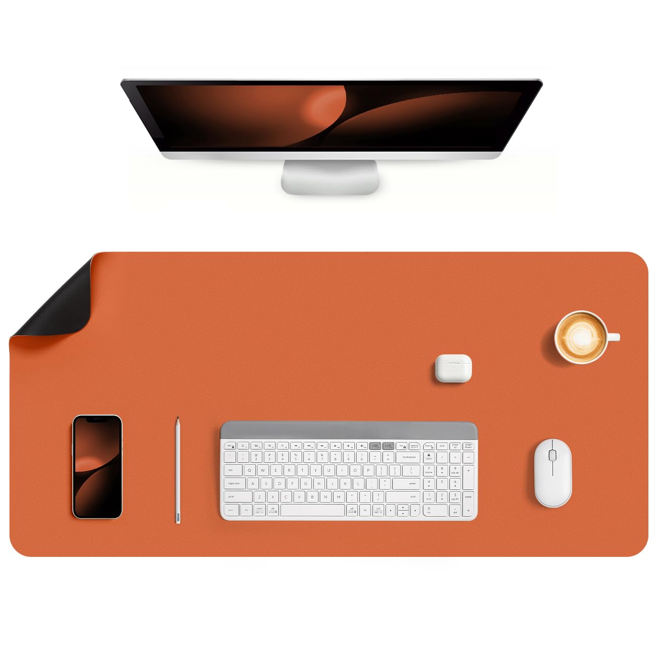 Jumdast Dual Sided Desk Pad Faux Leather Desk Mat Large Mouse Pad