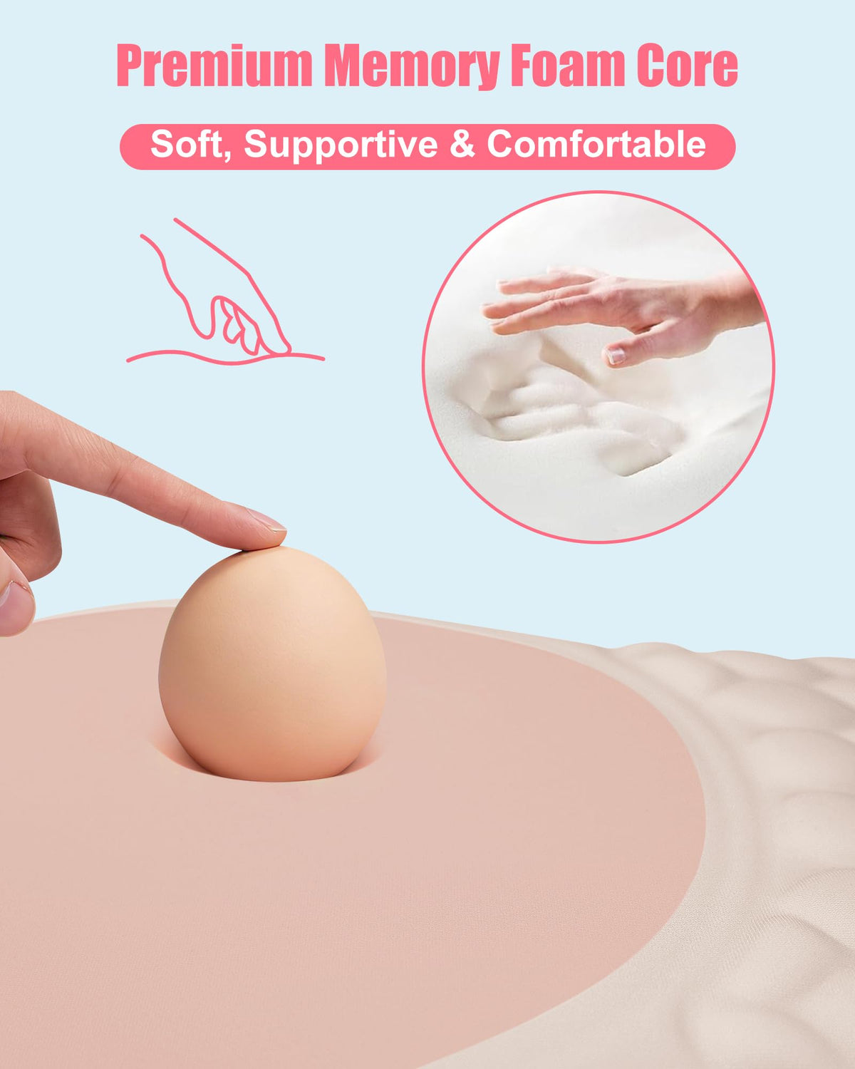 PVIPCZ Ergonomic Mouse Pad with Sloped Memory Foam Wrist Rest, Almond Pink
