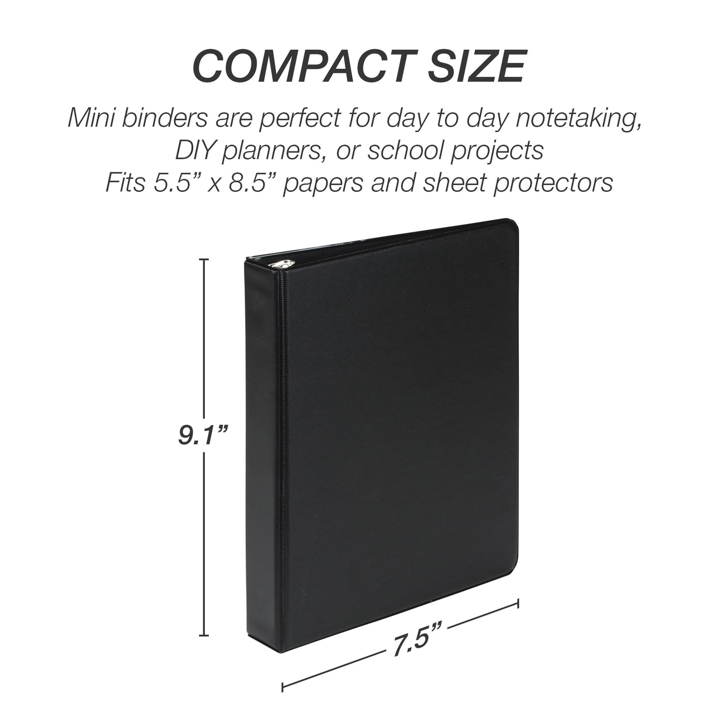 Samsill Economy 1 Inch Mini 3 Ring Binder, Round Ring Binder, Holds 5.5 x 8.5 Inch Documents, 1"