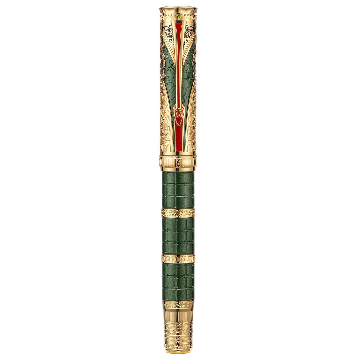 Hongdian D5X Fountain Pen - Green Qin Dynasty Writing Pen with Fine Nib and Converter Set