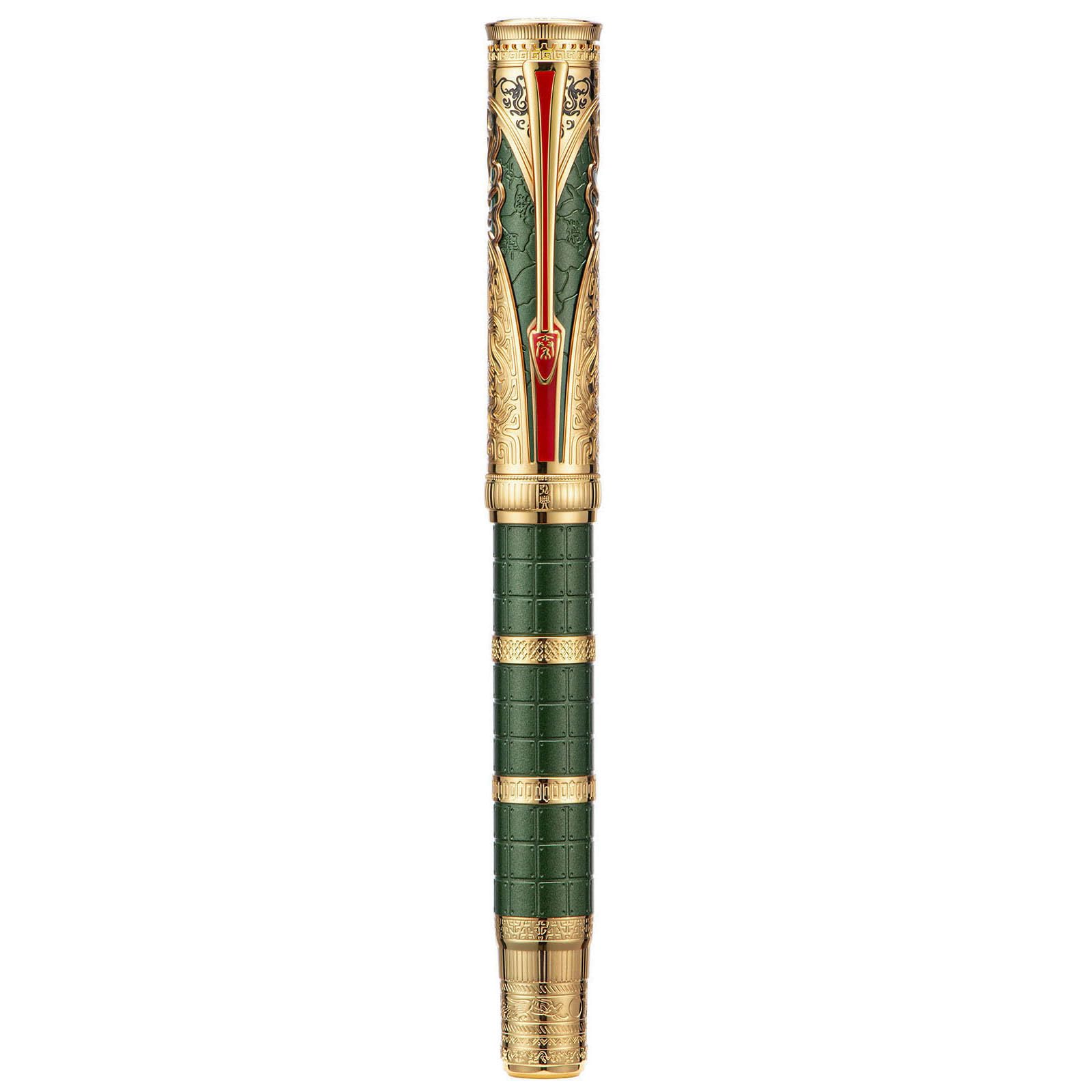 Hongdian D5X Fountain Pen - Green Qin Dynasty Writing Pen with Fine Nib and Converter Set