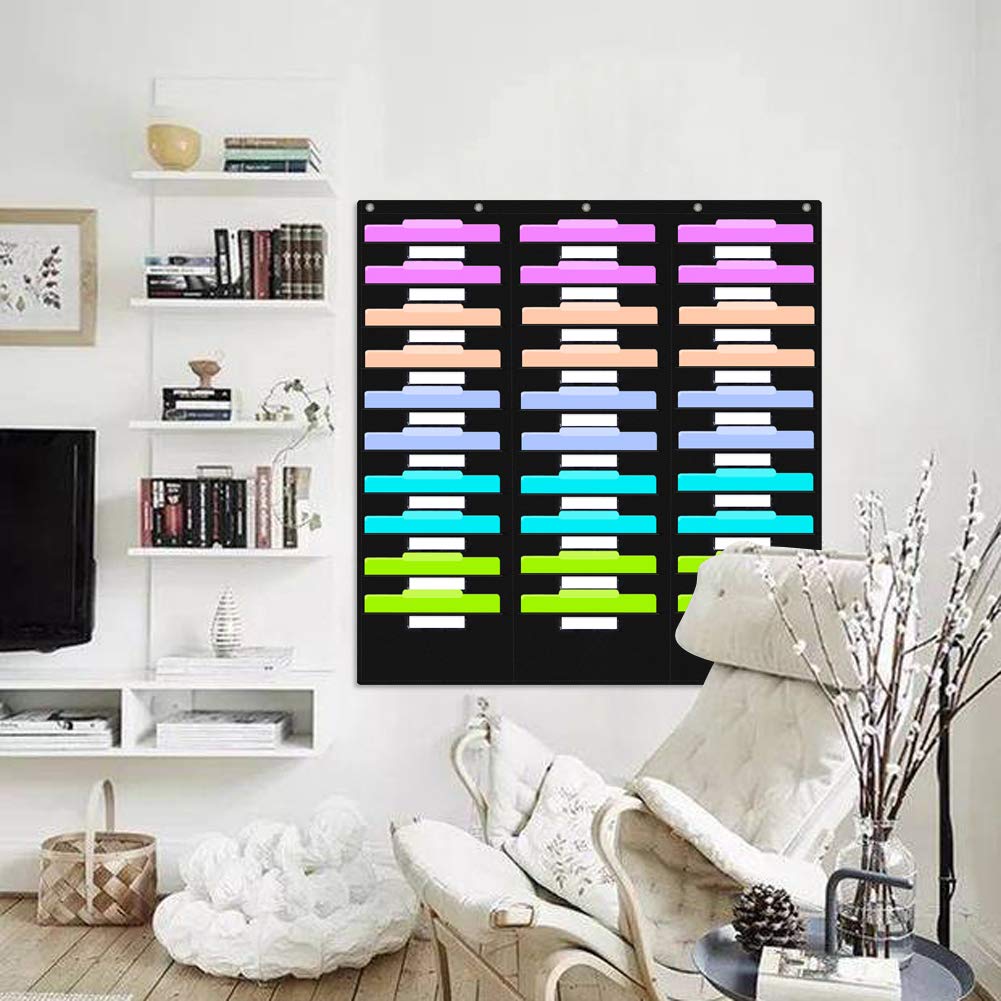 EAMAY Hanging File Folder Organizer - 30 Pockets and 5 Over the Door Hanger, Wall Mount Document