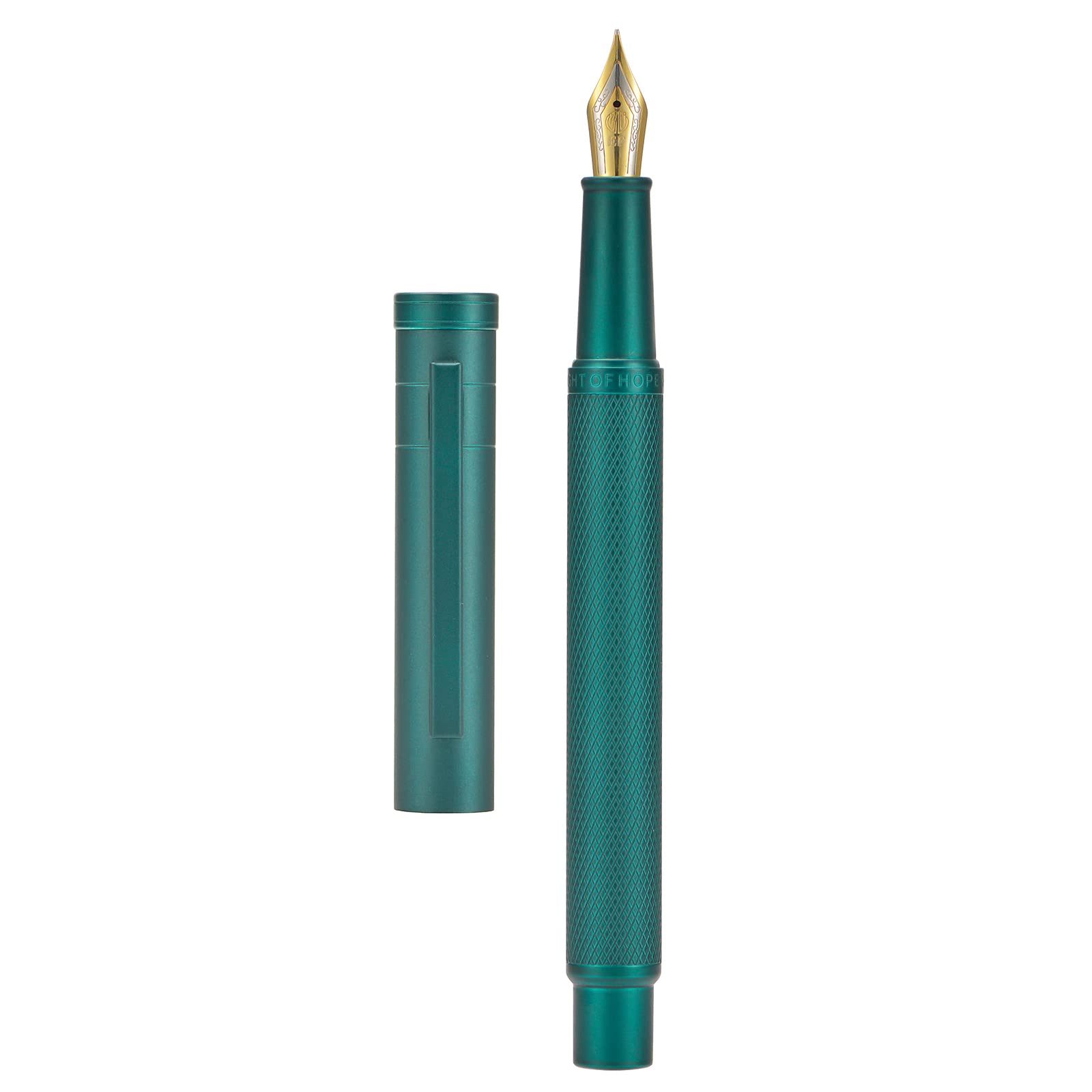 Asvine Dark Green Forest Fountain Pen Fine Nib Classic Design with Converter and Metal Pen Case Set