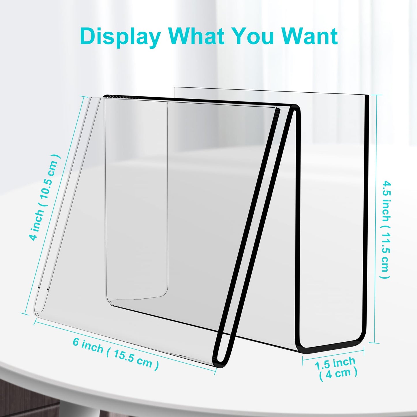 Boloyo Acrylic Vertical Postcard Display Holder,4 x 6 inch 1PC Clear Card Display Stand Easel