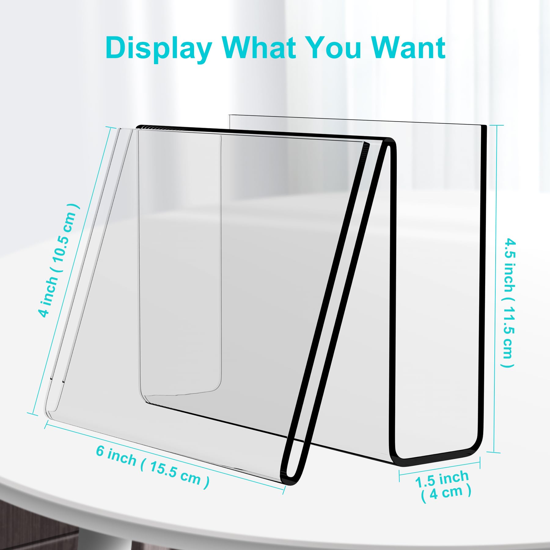 Boloyo Acrylic Vertical Postcard Display Holder,4 x 6 inch 1PC Clear Card Display Stand Easel