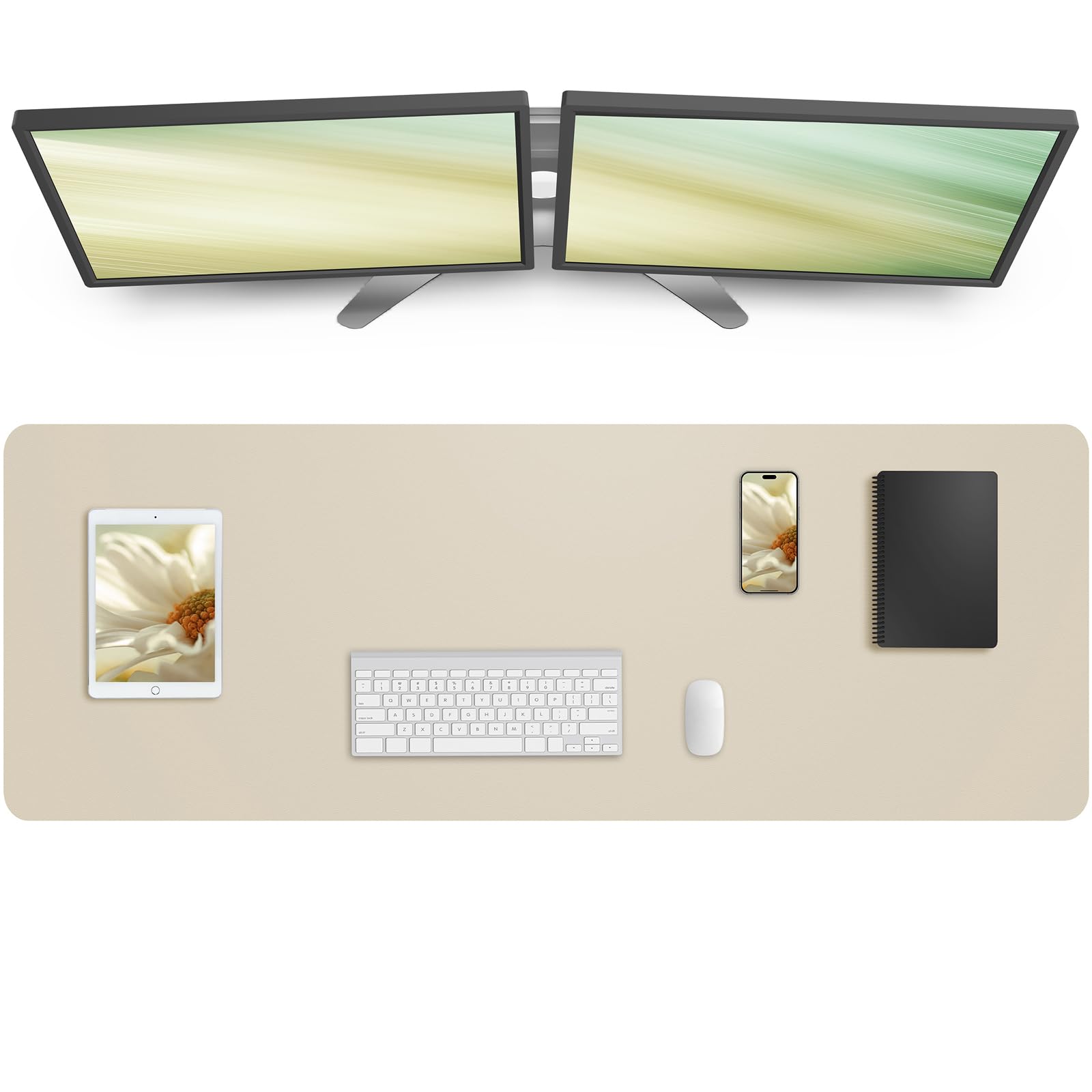 AFIING Leather Desk Pad Protector, Mouse Pad, Office Desk Mat, Non-Slip PU Leather Desk Blotter