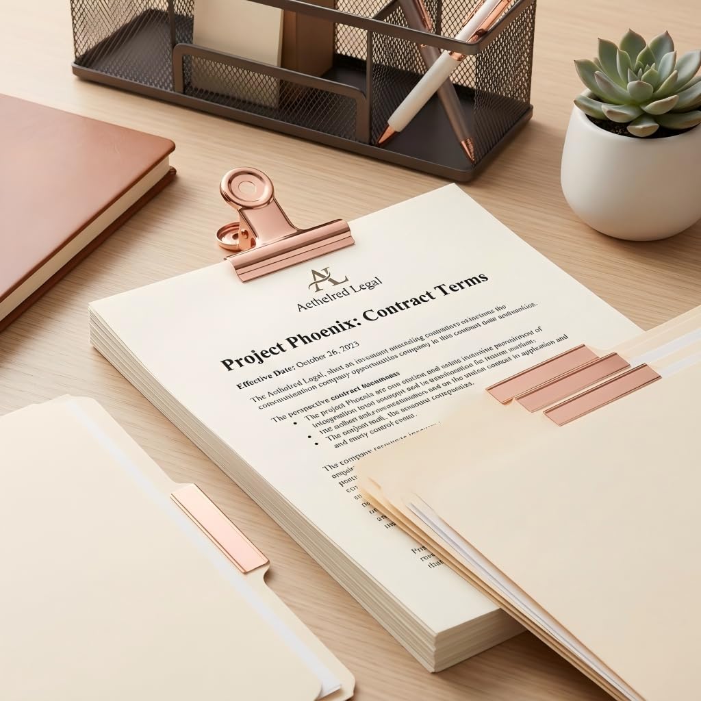 Coideal Bulldog Paper Clips Rose Gold, 20 Pcs 2 Inch Large Metal Binder Hinge Clip for Office, Food