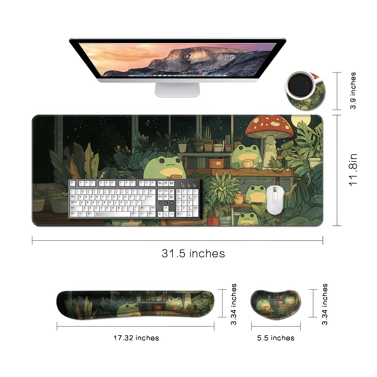 Desk Mat, Large Gaming Mouse Pad with Wrist Rest, 4 in1 XXL Mouse pad+Keyboard Wrist Rest+Mouse Pad