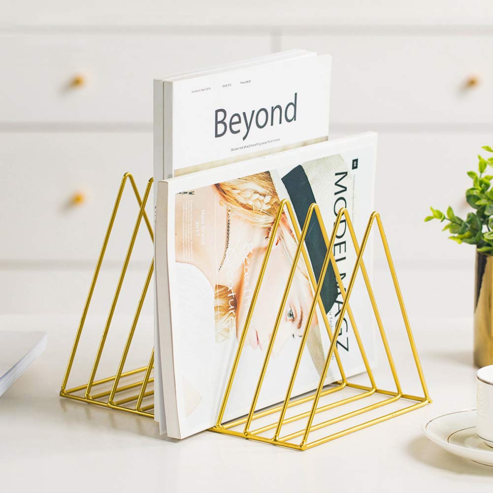Sooyee 9 Slot Gold Magazine Holder, Desktop File Sorter Organizer
