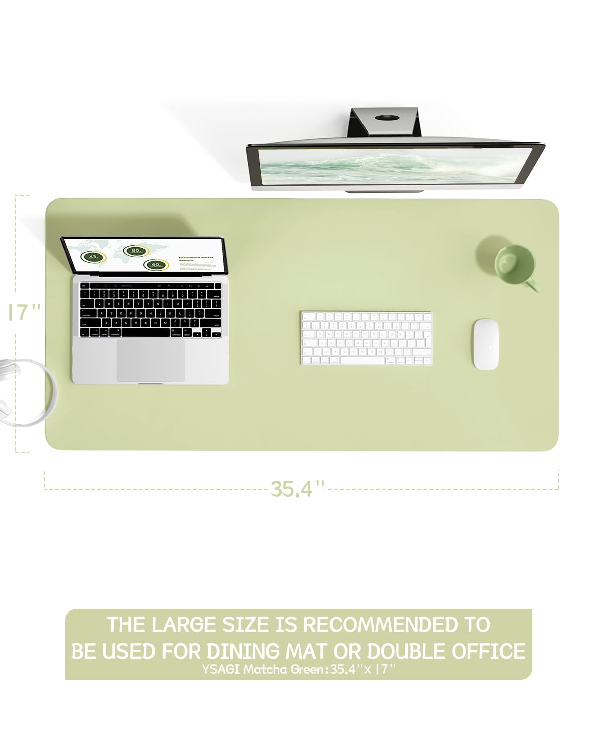 YSAGi Non-Slip Leather Desk Pad L Size, Waterproof Laptop Computer Desk Keyboard Mat, Table