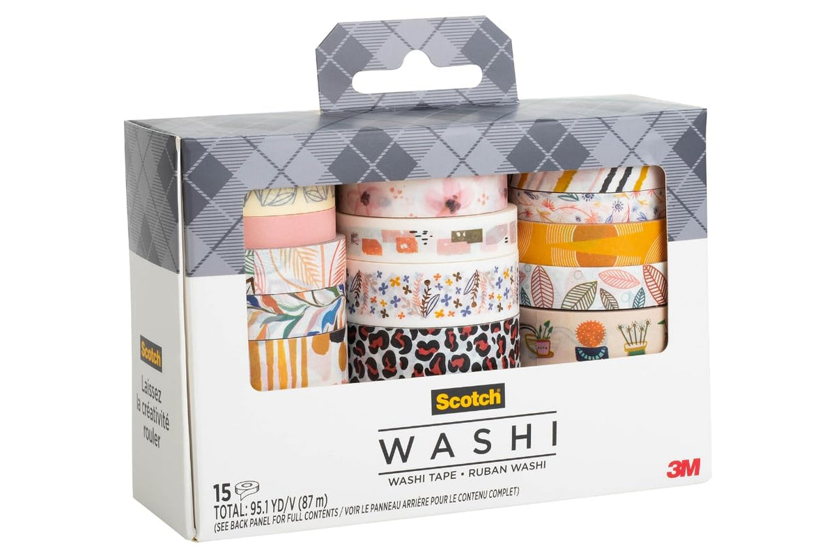 Scotch Washi Tape, Solid Color Rainbow Design, 8 Rolls