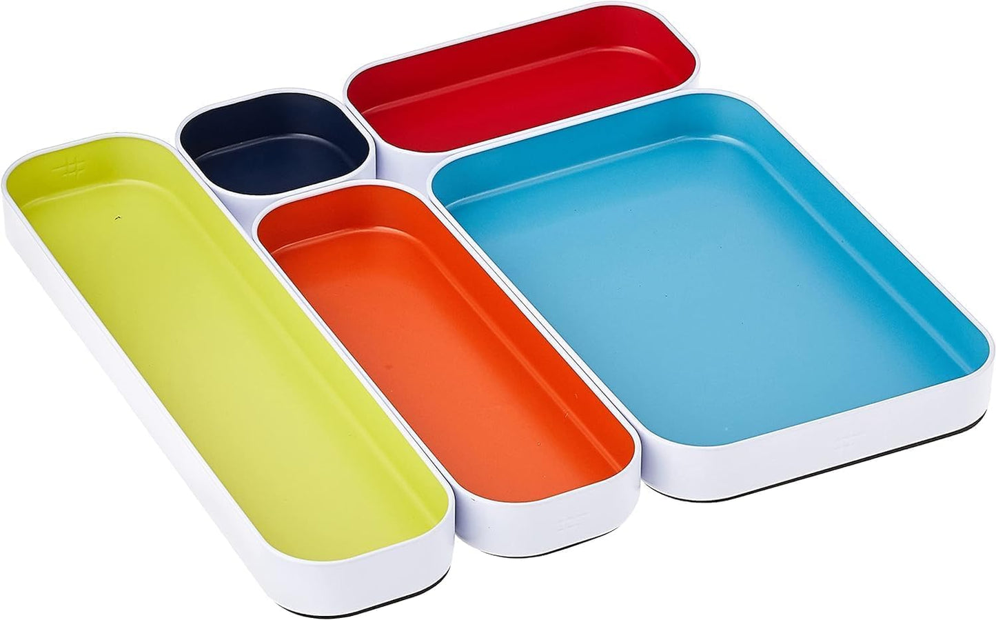 Three by Three Seattle Metal Drawer Organizer Tray Set, 5-Pc, 1" (Assorted)