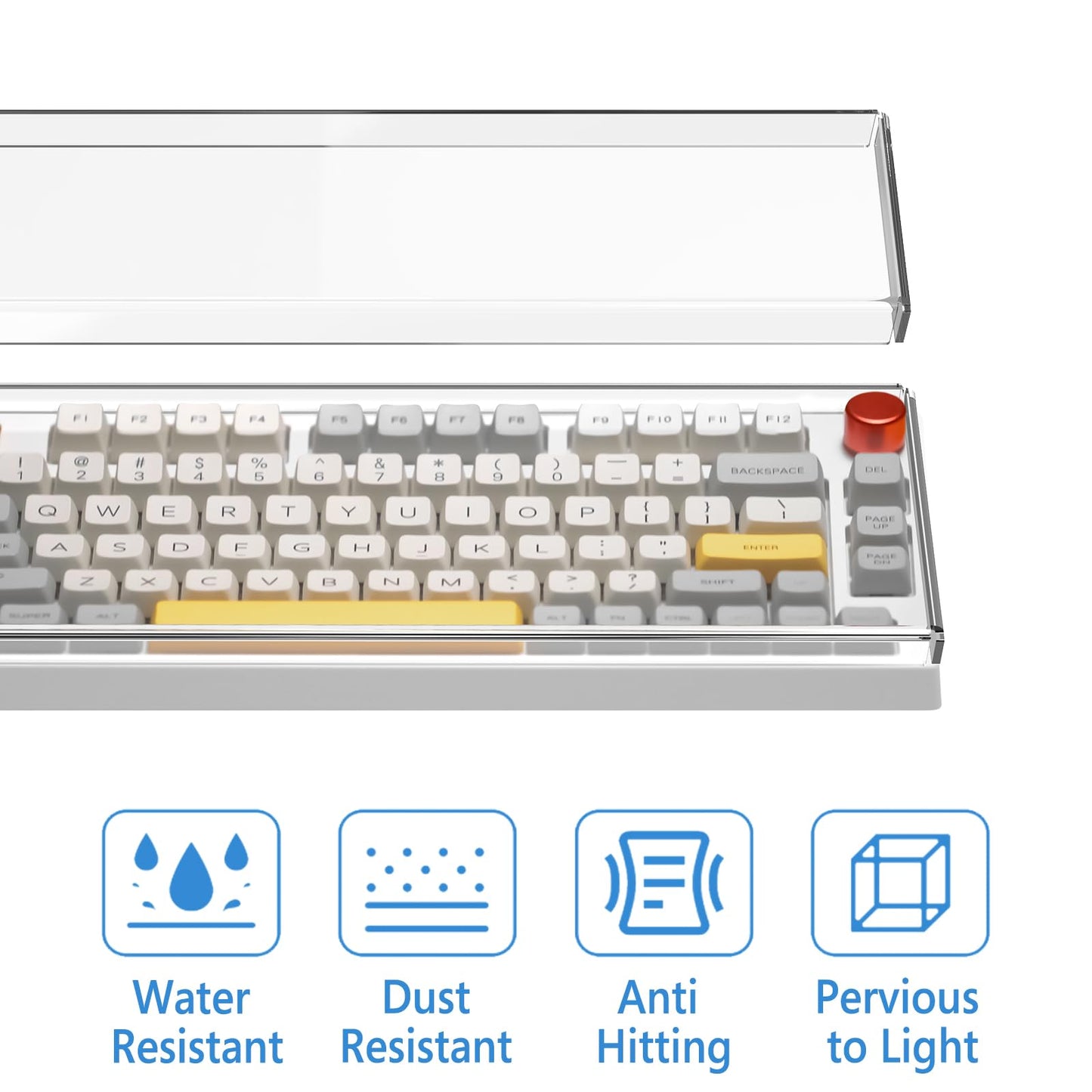 Geekria Clear Acrylic Keypads Cover for 75% Knob Keyboard, Compatible with Keychron Q1 HE/Max/Pro