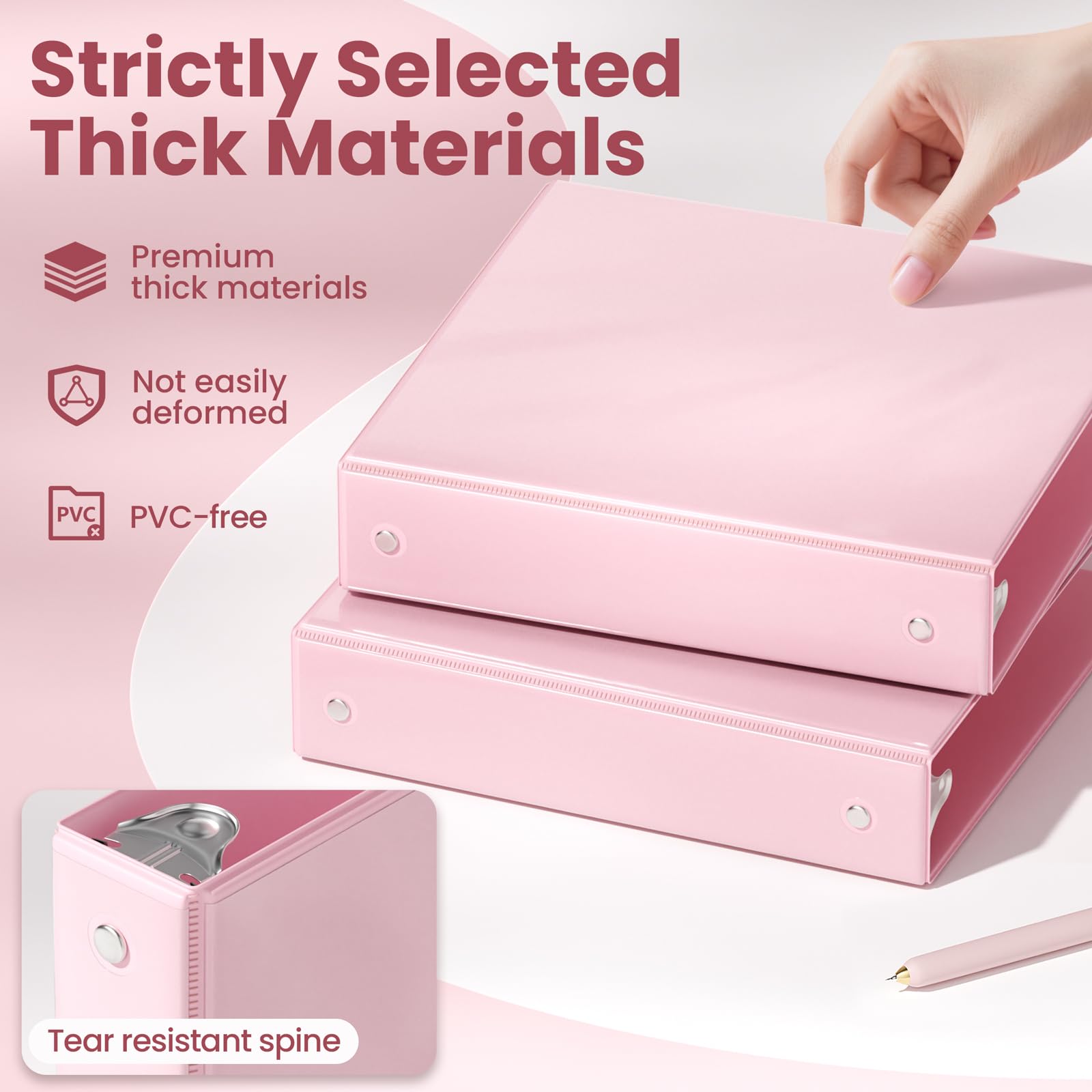 SUNEE 1.5 Inch Binders 3 Ring 4 Pack, Clear View 1 1/2 Inch Binders Three Ring PVC-Free (Fit 8.5x11