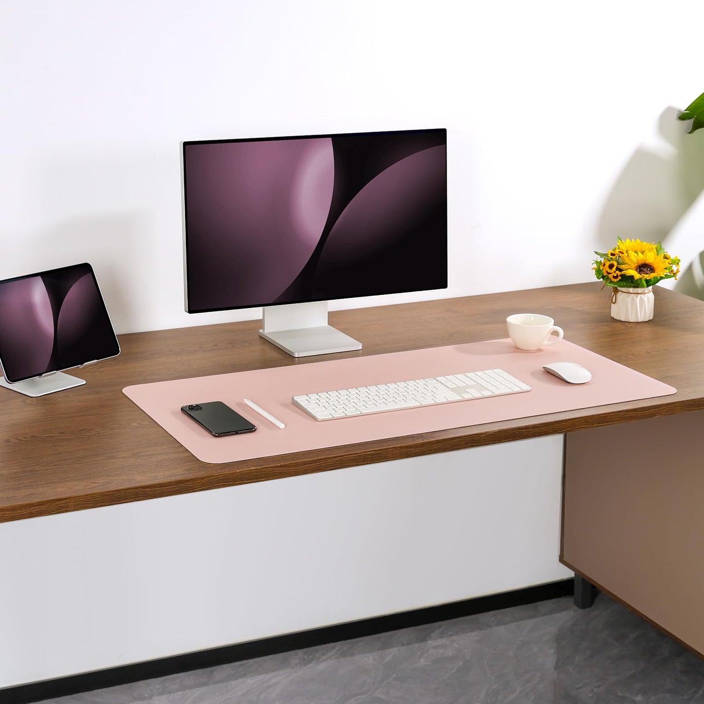 Jumdast Dual Sided Desk Pad Faux Leather Desk Mat Large Mouse Pad