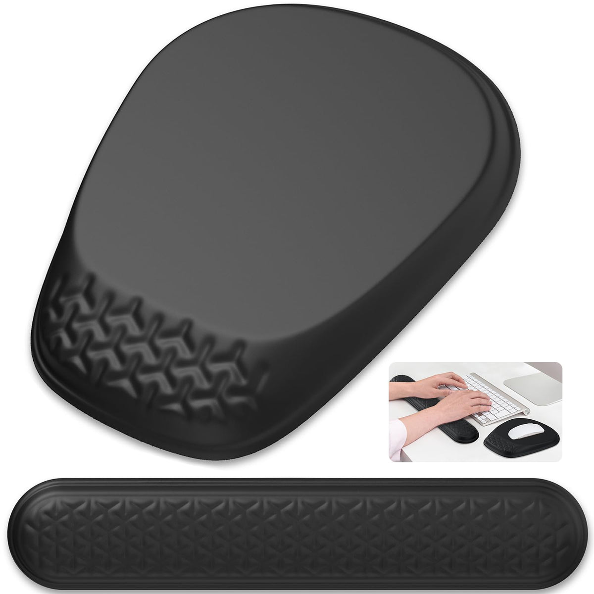 Laokiiy Ergonomic Mouse Pad with Wrist Rest, Memory Foam Support for Office