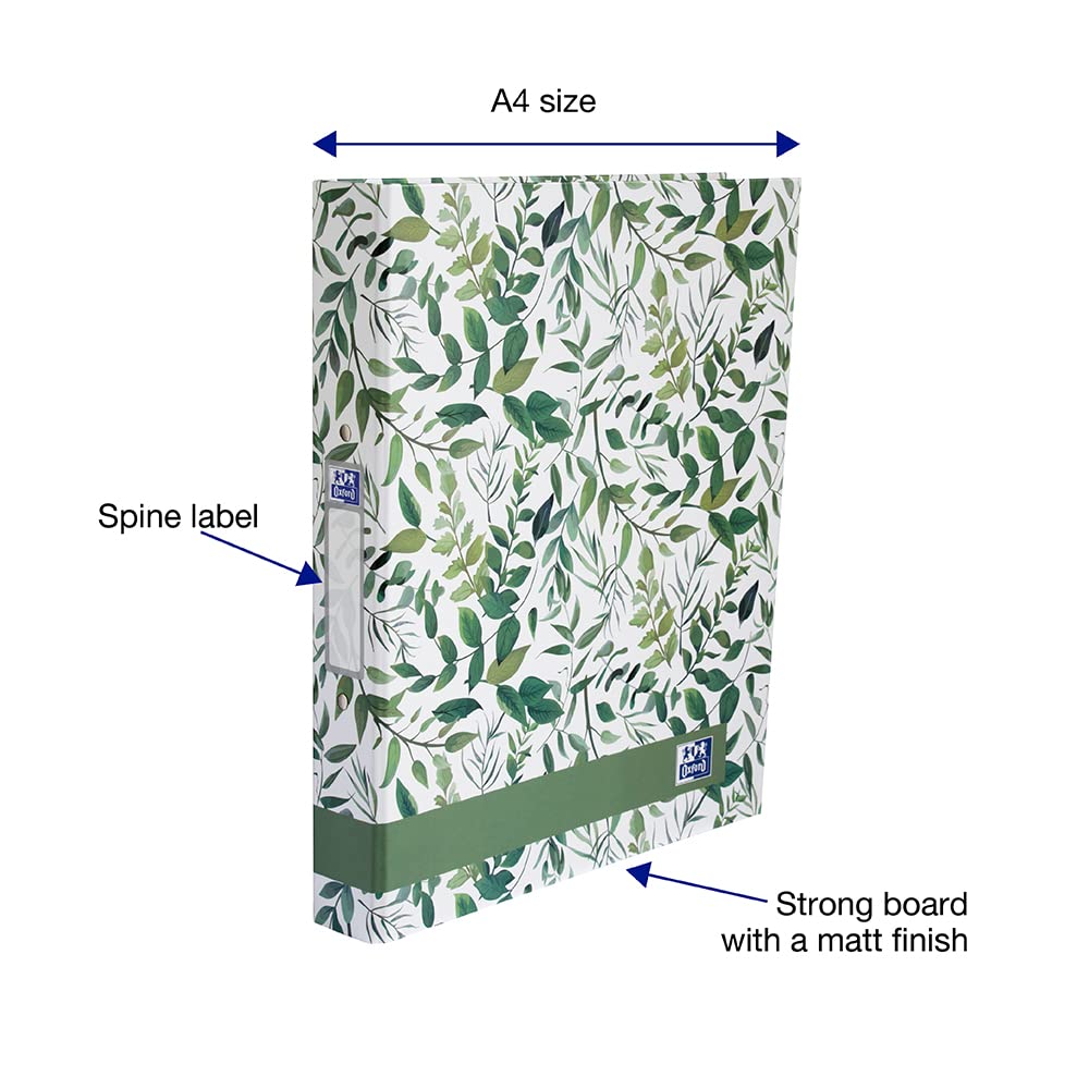 Oxford A4 Ring Binders, Leaves Pattern, 40mm Folders, Pack of 3