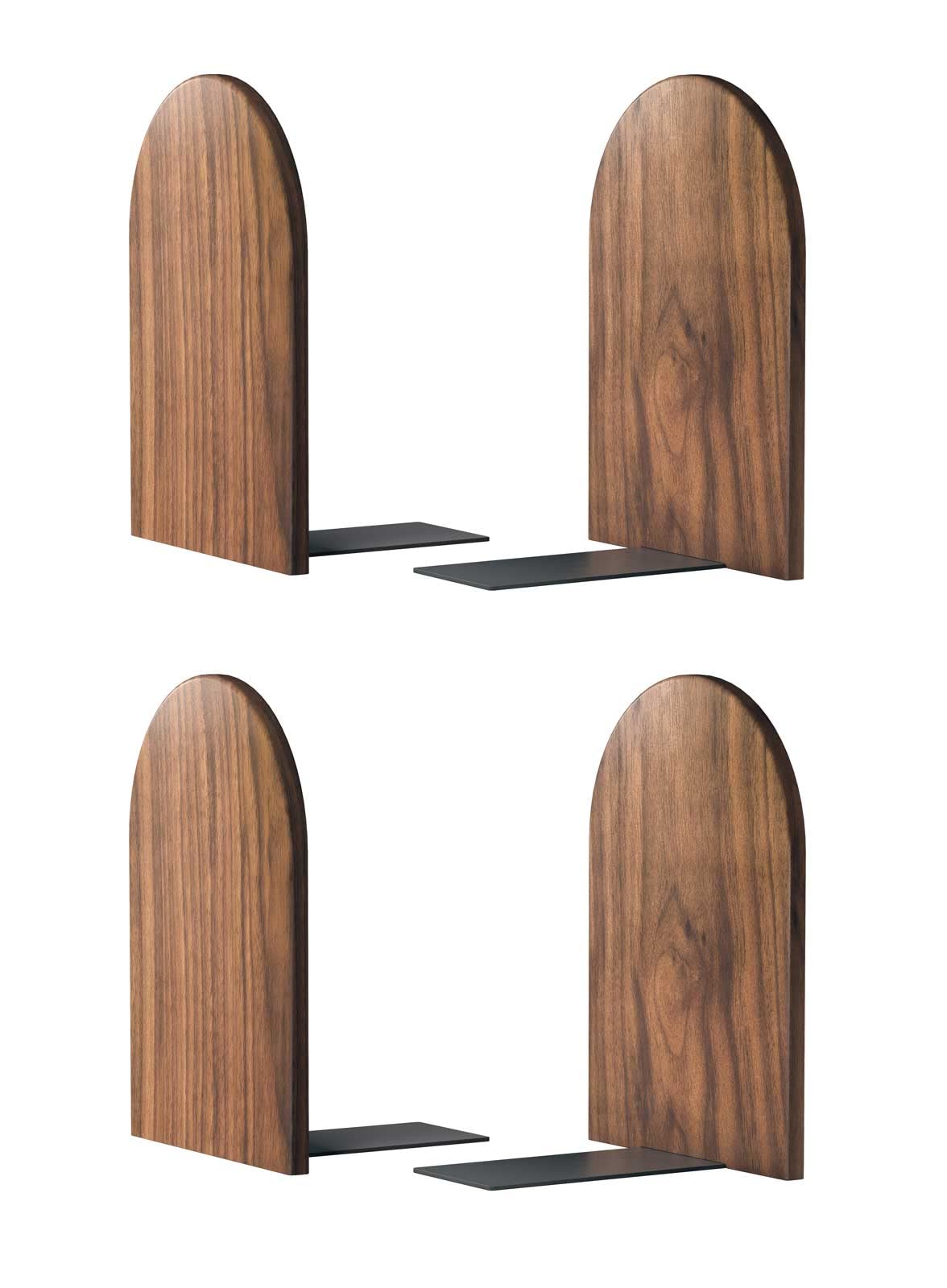 Large Bookend Hold Heavy Books-7x4x5in 2 Pack Non-Skid Wood Bookends Walnut