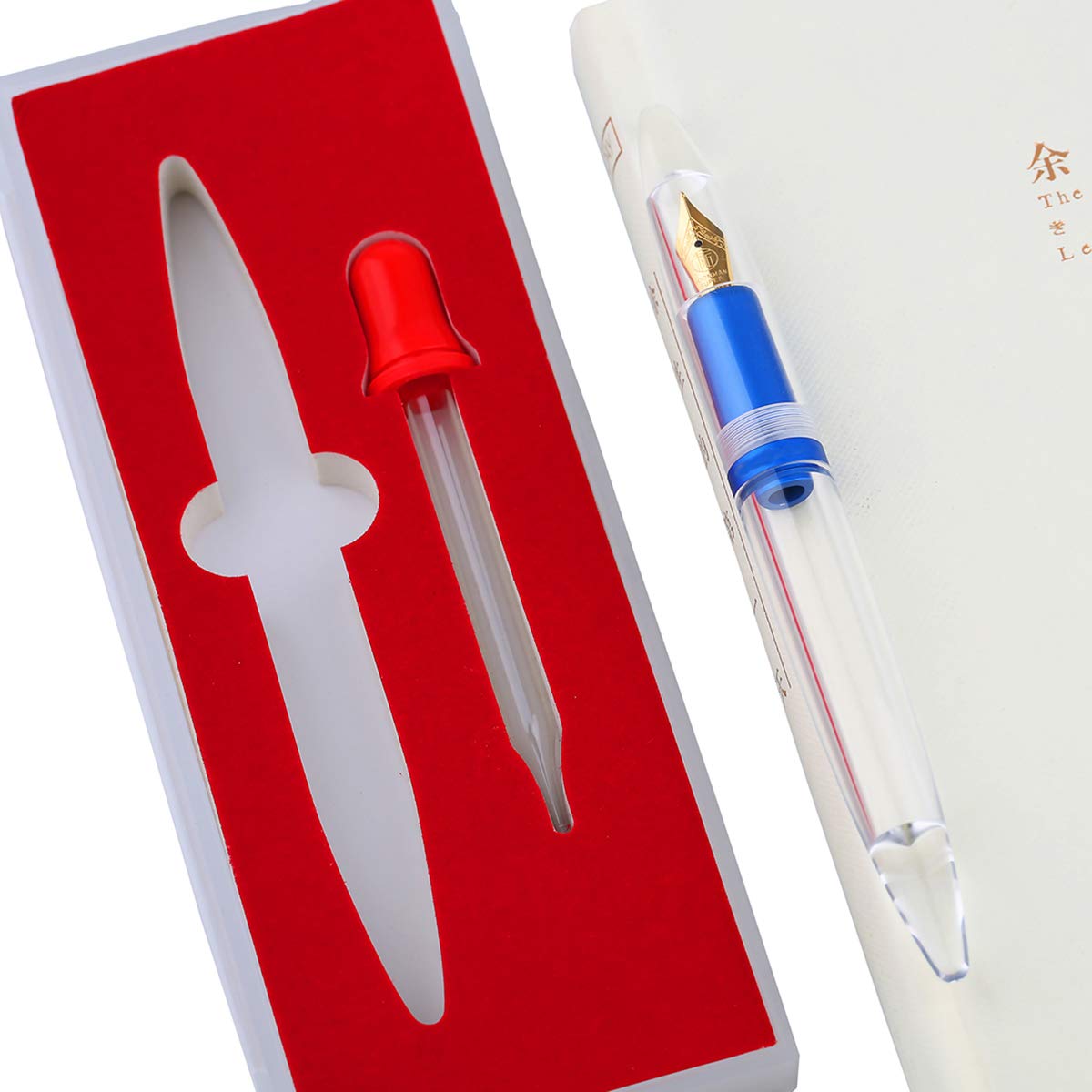 M2 Metallic Blue Fountain Pen (Extra Fine Nib 0.38mm) Transparent Eye Dropper Filling